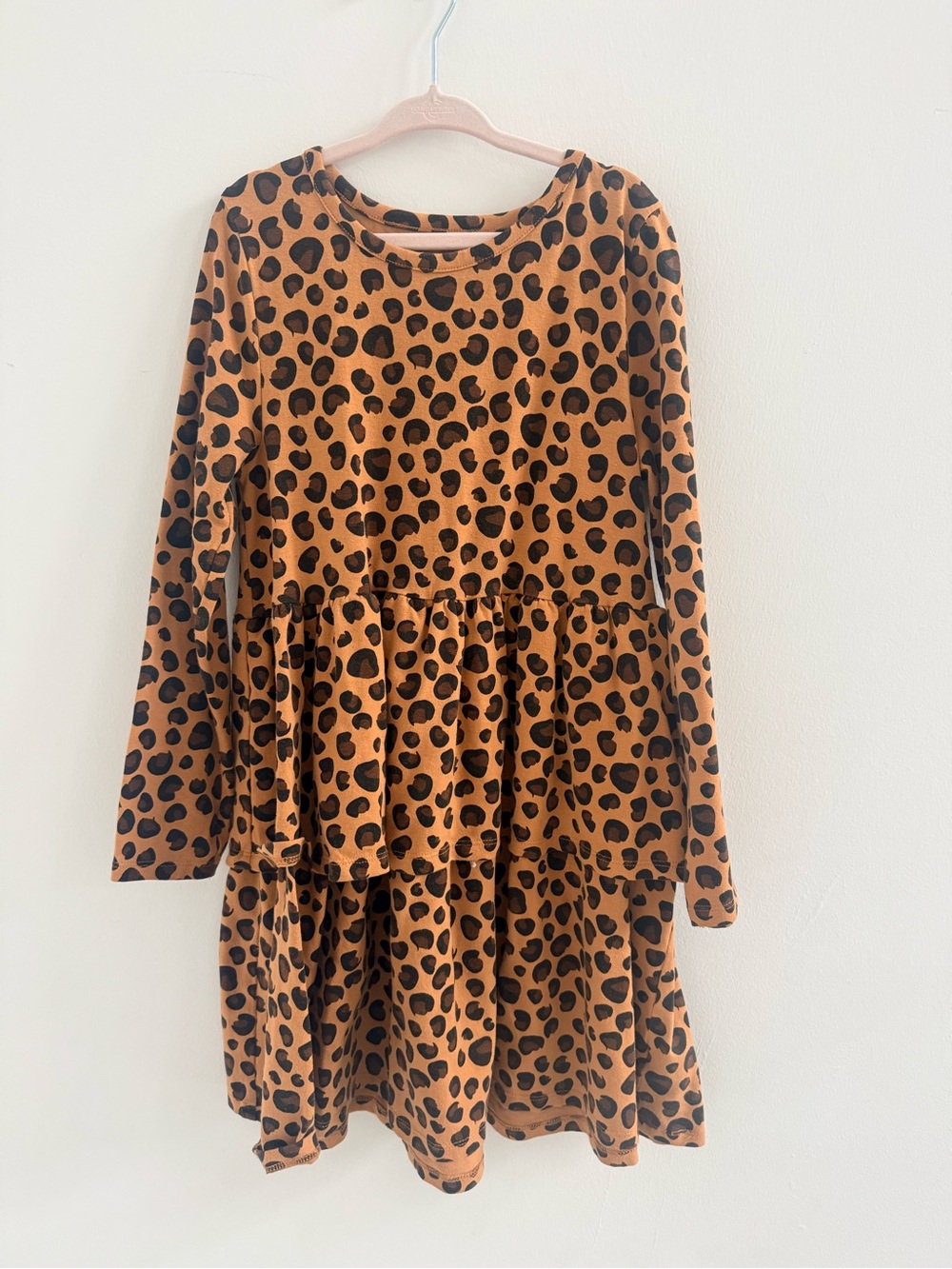 Tucker + Tate Black Leopard Print Tiered Tan Dress